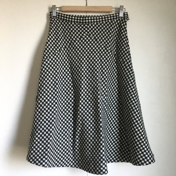 Vintage Rockabilly Houndstooth A-Line Midi Skirt 28W - Picture 2 of 15